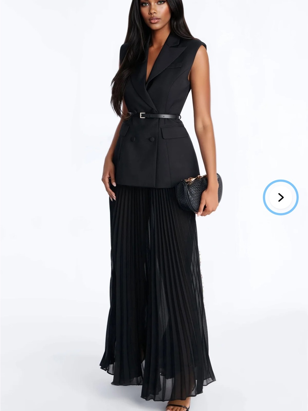 Chiffon Pleated Maxi Skirt - Black